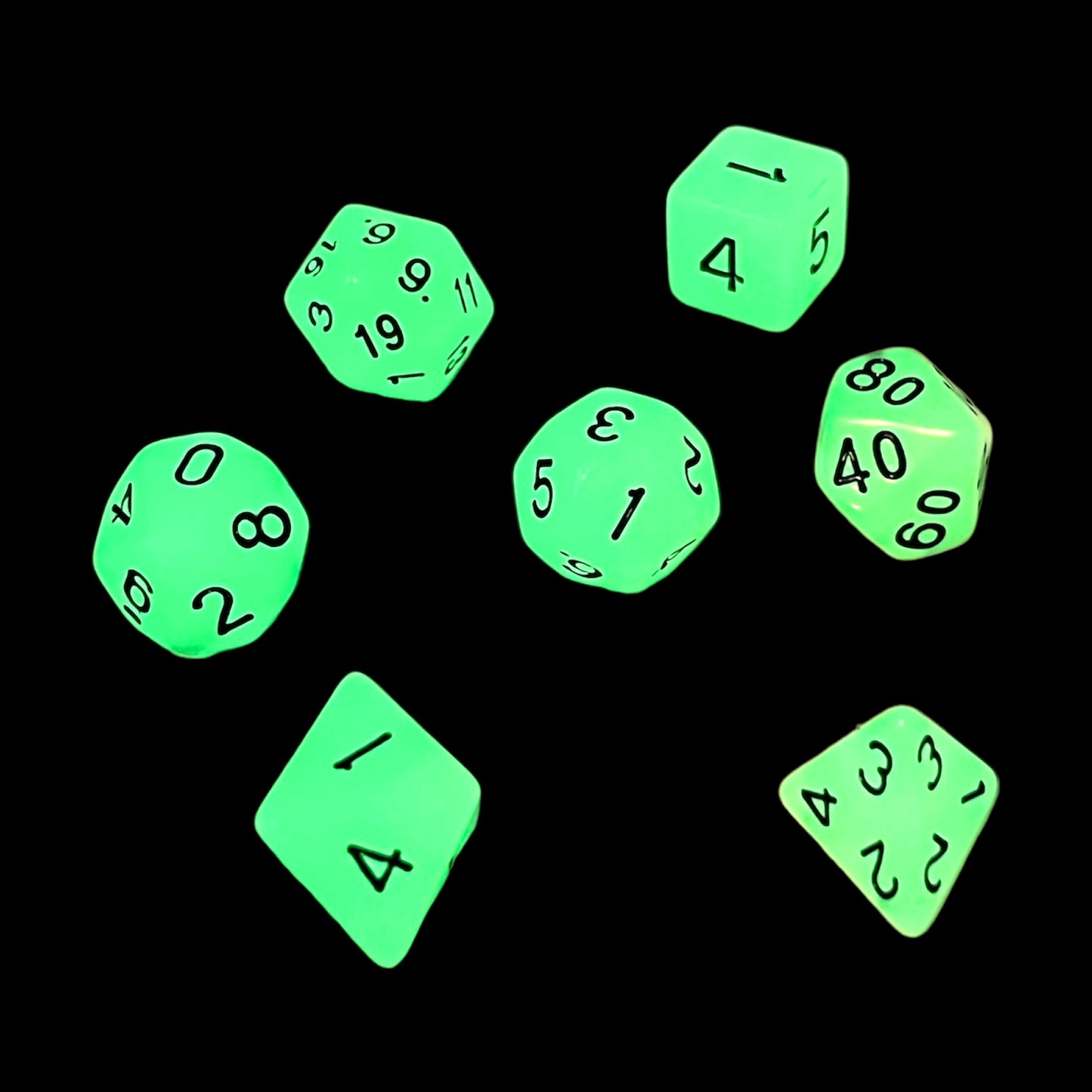 7-teiliges RPG Würfelset Glow: White