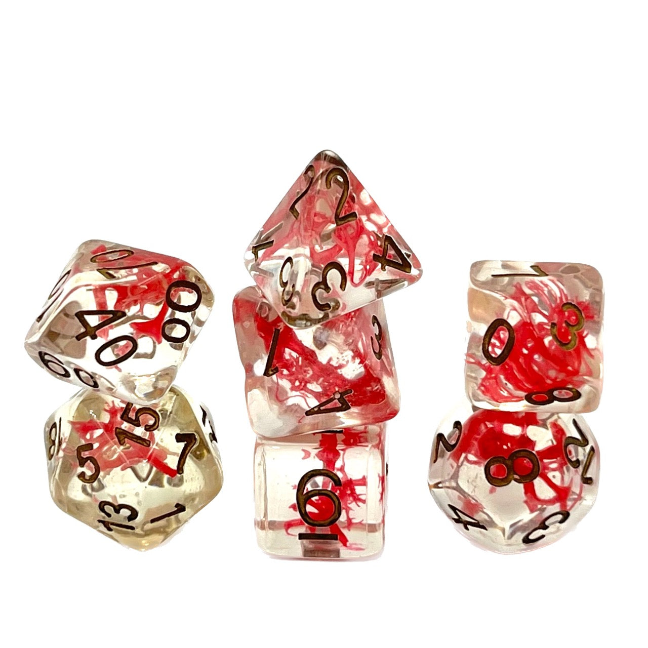 7-teiliges RPG Würfelset Transparent: Red Moss