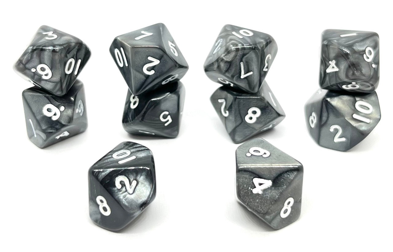 D10 Würfel Pearl: Black/White