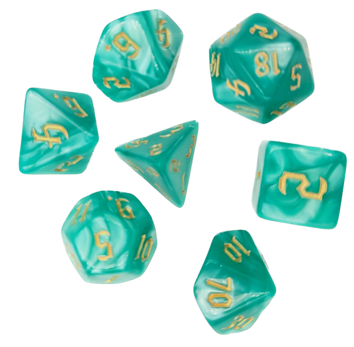 7-teiliges RPG Würfelset Pearl: Sea Grass