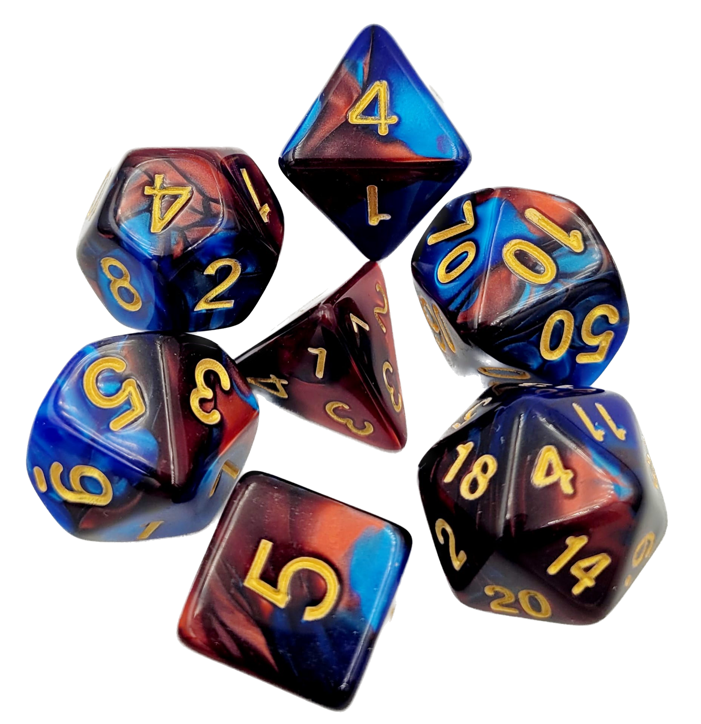 7-teiliges RPG Würfelset Mehrfarbig: Racing Red & Blue