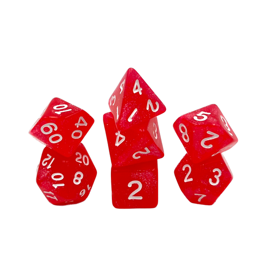 7-teiliges RPG Würfelset Confetti: Ruby Red