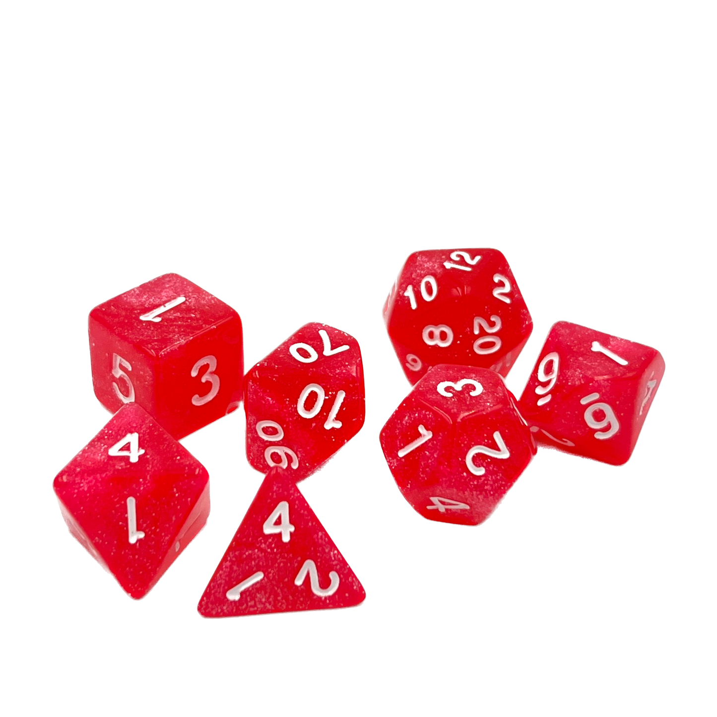 7-teiliges RPG Würfelset Confetti: Ruby Red