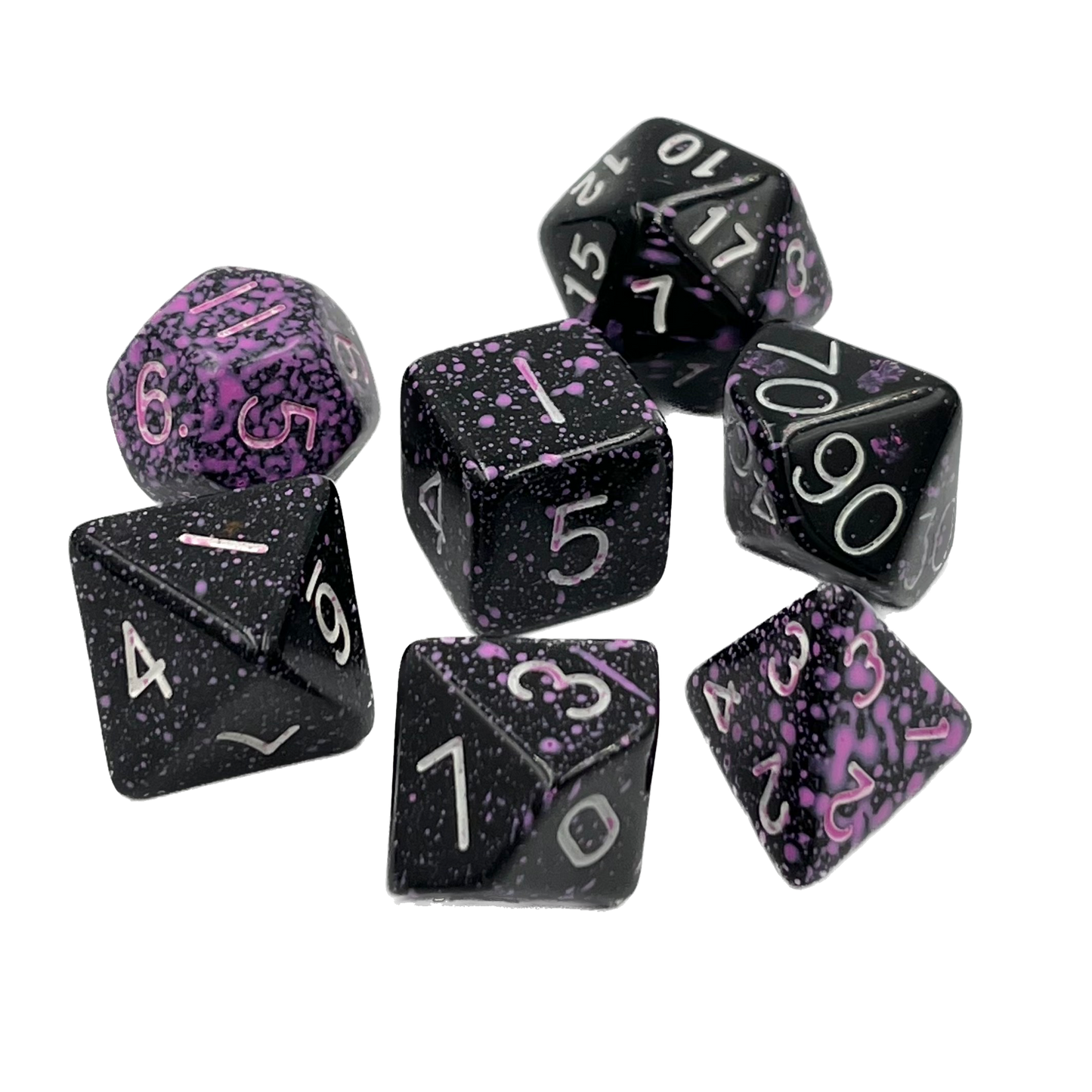 7-teiliges RPG Würfelset Mehrfarbig: Sparkling Black/Pink