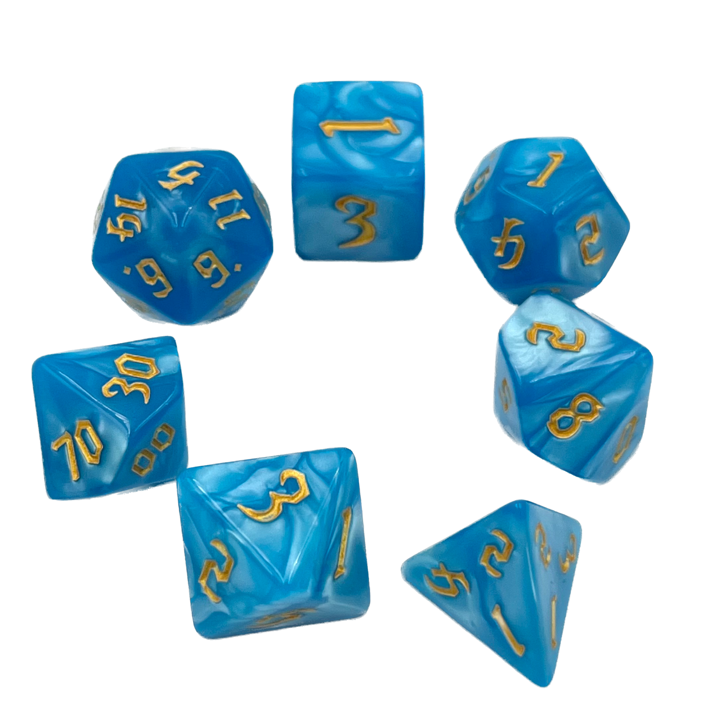 7-teiliges RPG Würfelset Pearl: Seawater