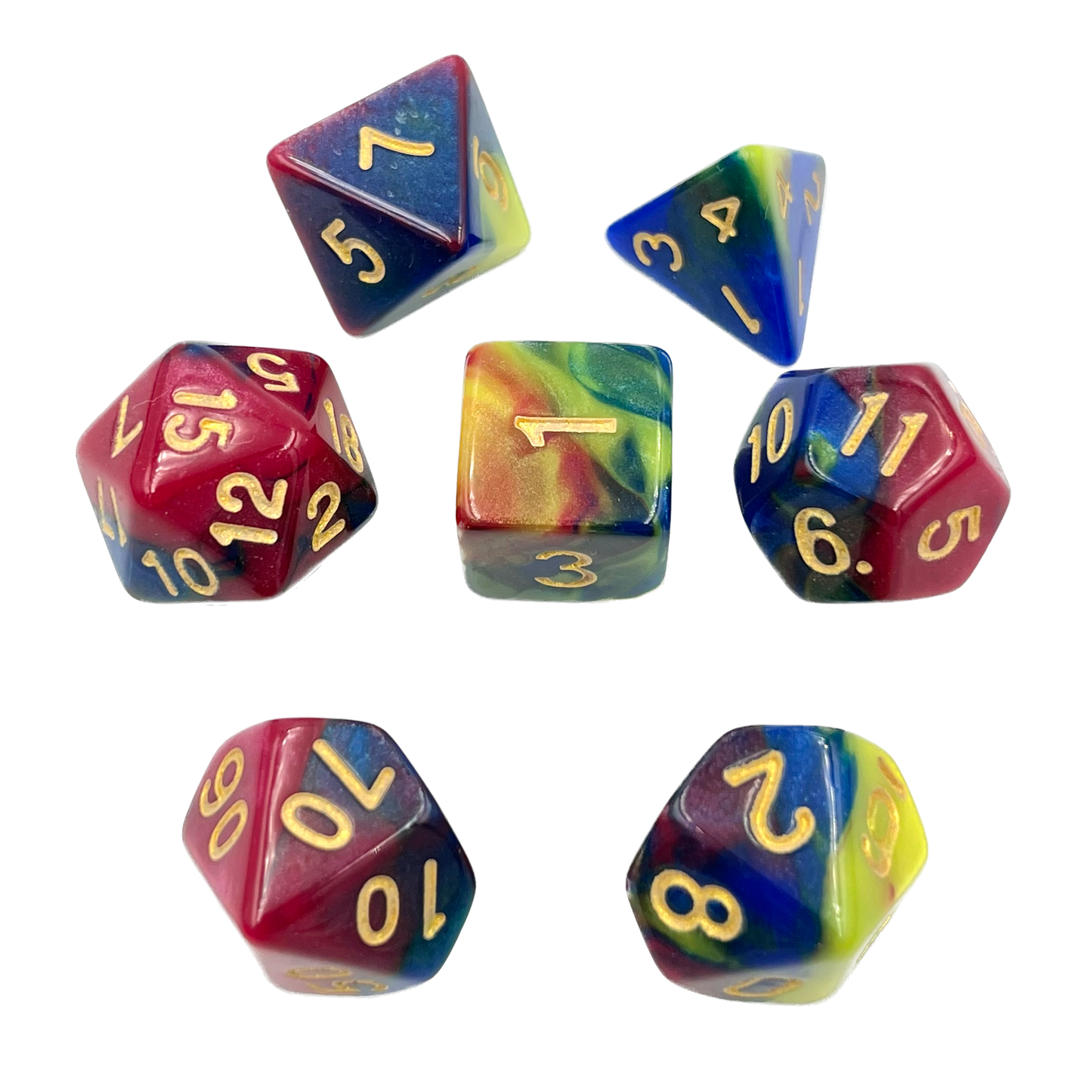 7-teiliges RPG Würfelset Mehrfarbig: Harlekin