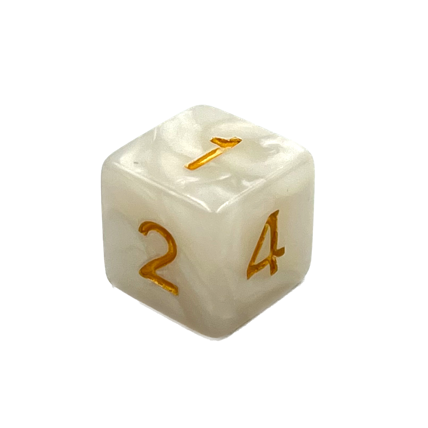 D6 Würfel Pearl White/Gold