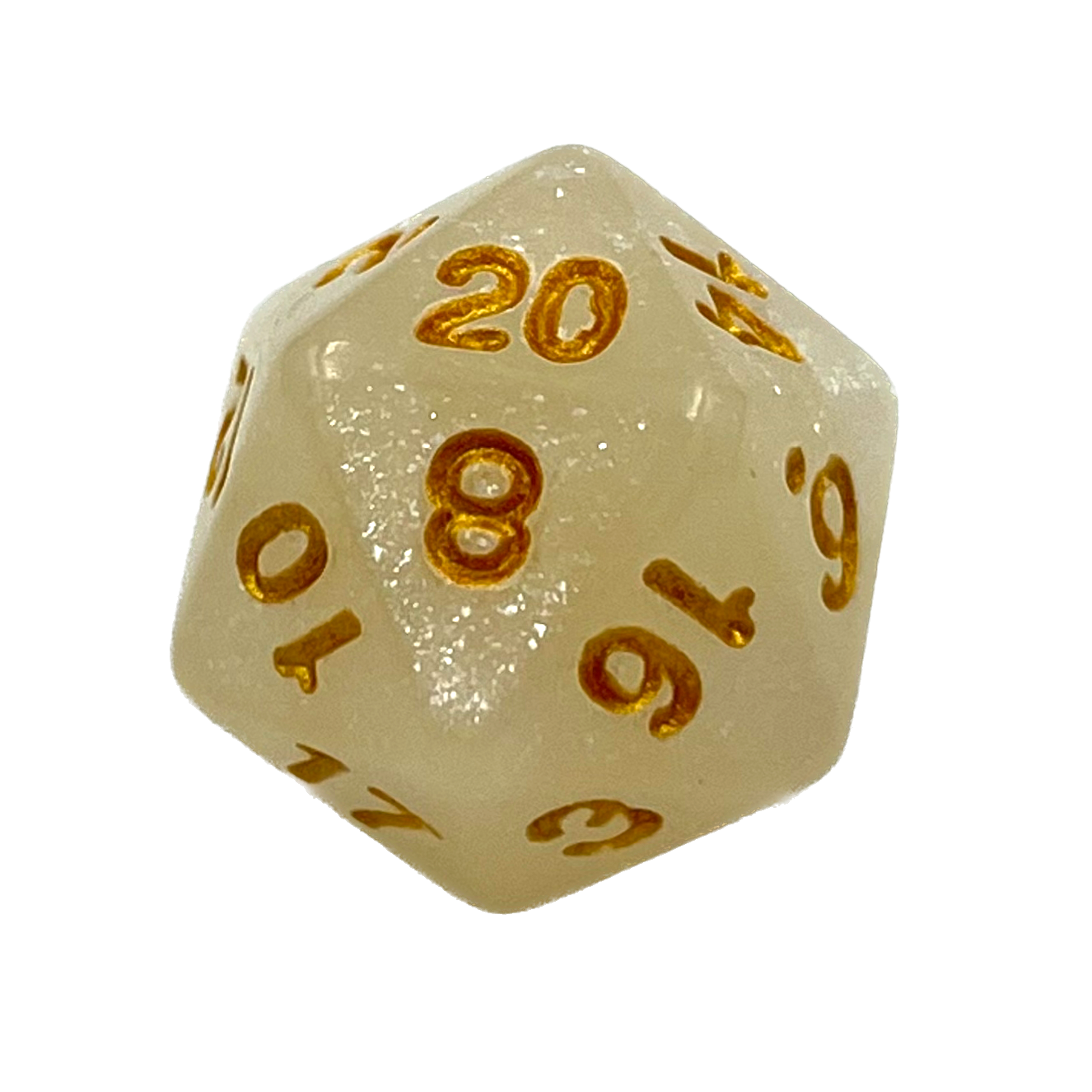 D20 Würfel Galaxy: White/Gold