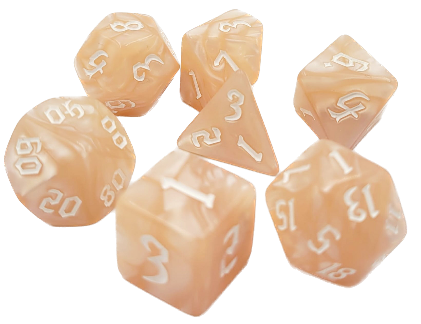 7-teiliges RPG Würfelset Pearl: Beige