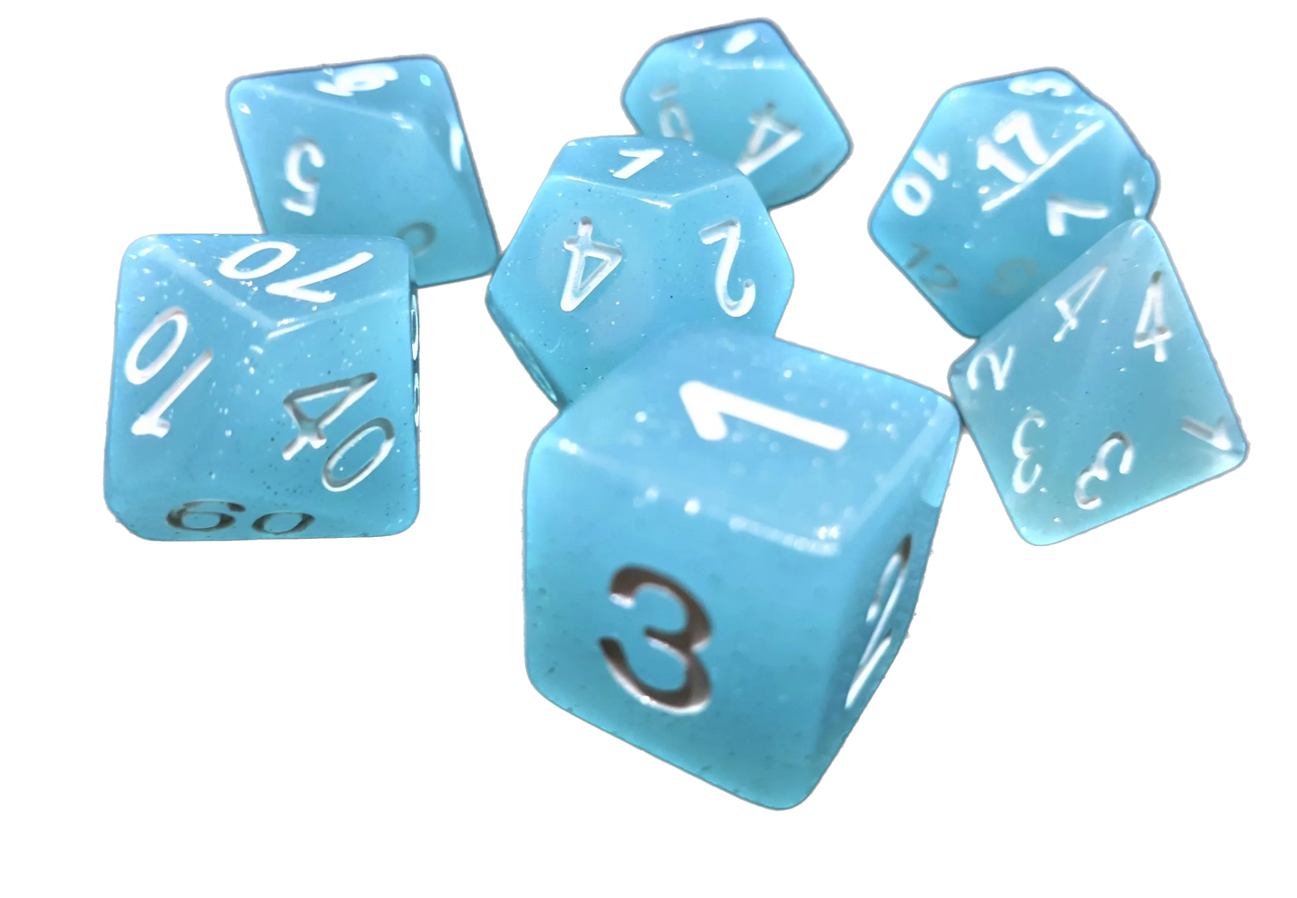 7-teiliges RPG Würfelset Confetti: Creamy Blue