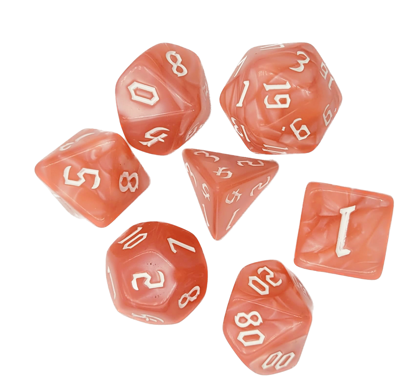 7-teiliges RPG Würfelset Pearl: Rose