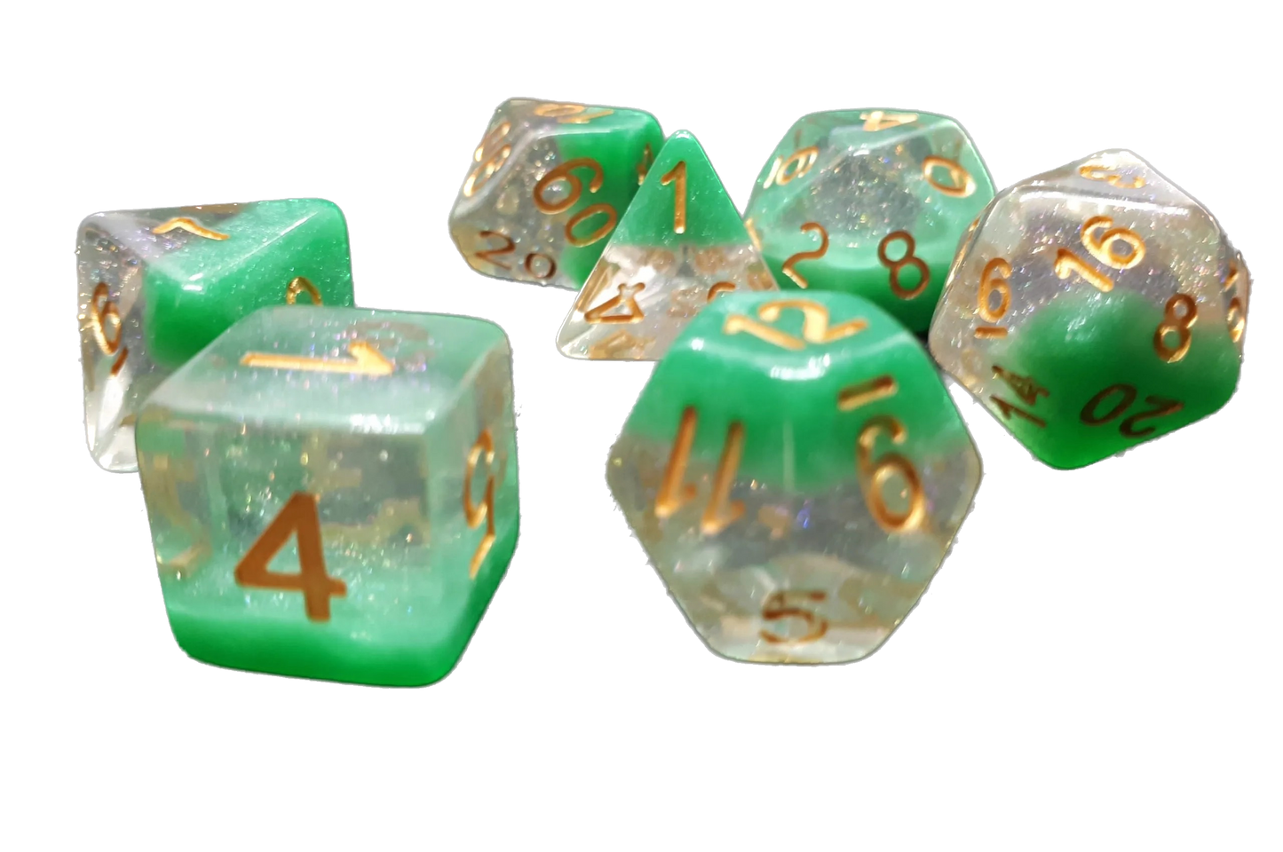 7-teiliges RPG Würfelset Galaxy: Snowflake Green