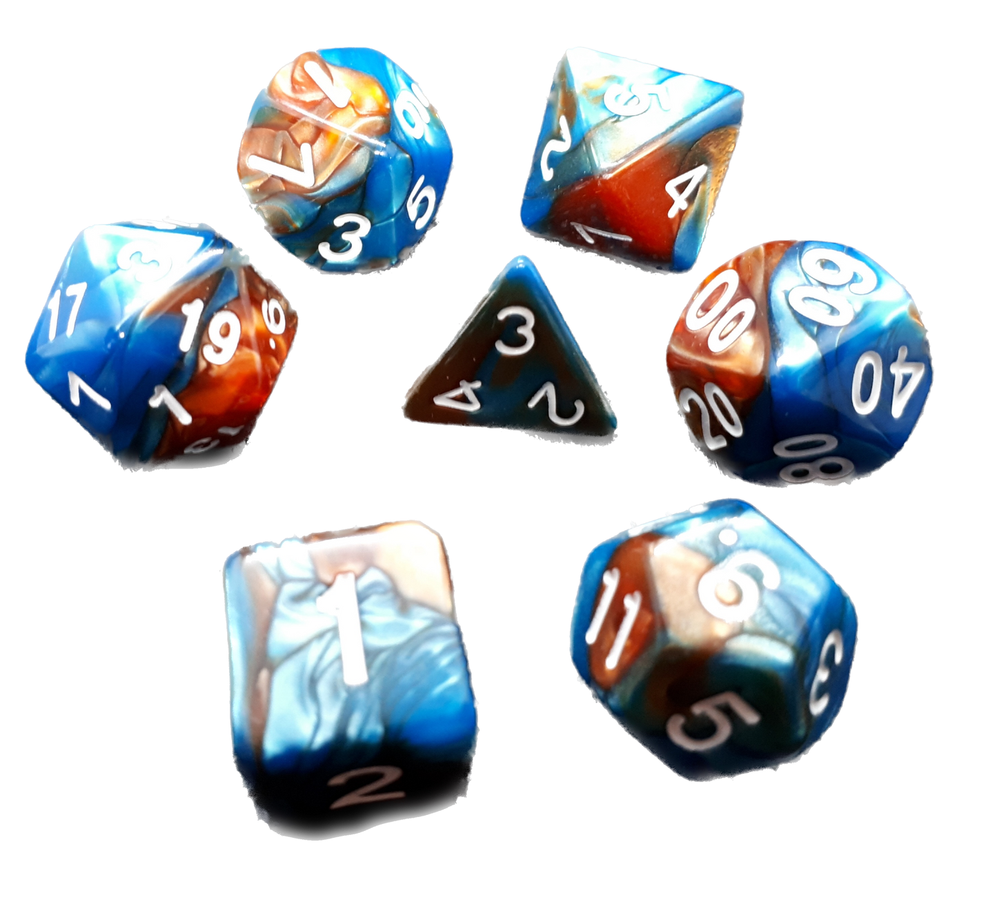 7-teiliges RPG Würfelset Mehrfarbig: Rusty Blue