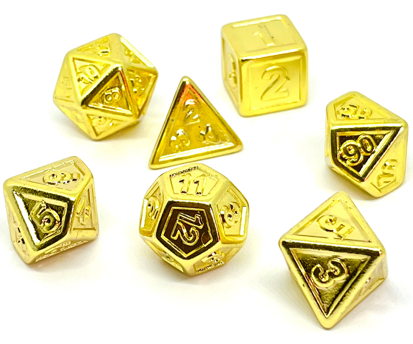 7-teiliges RPG Würfelset Plated: Embossed Gold