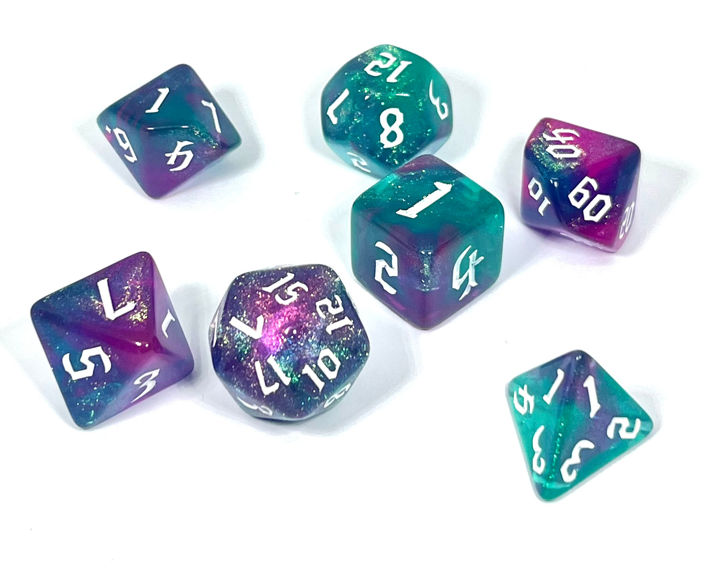 7-teiliges RPG Würfelset Galaxy: Blue Fluorite