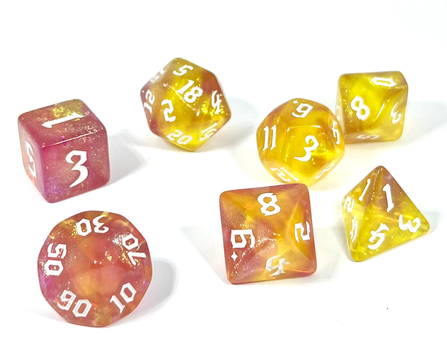 7-teiliges RPG Würfelset Galaxy: Citrin Rose