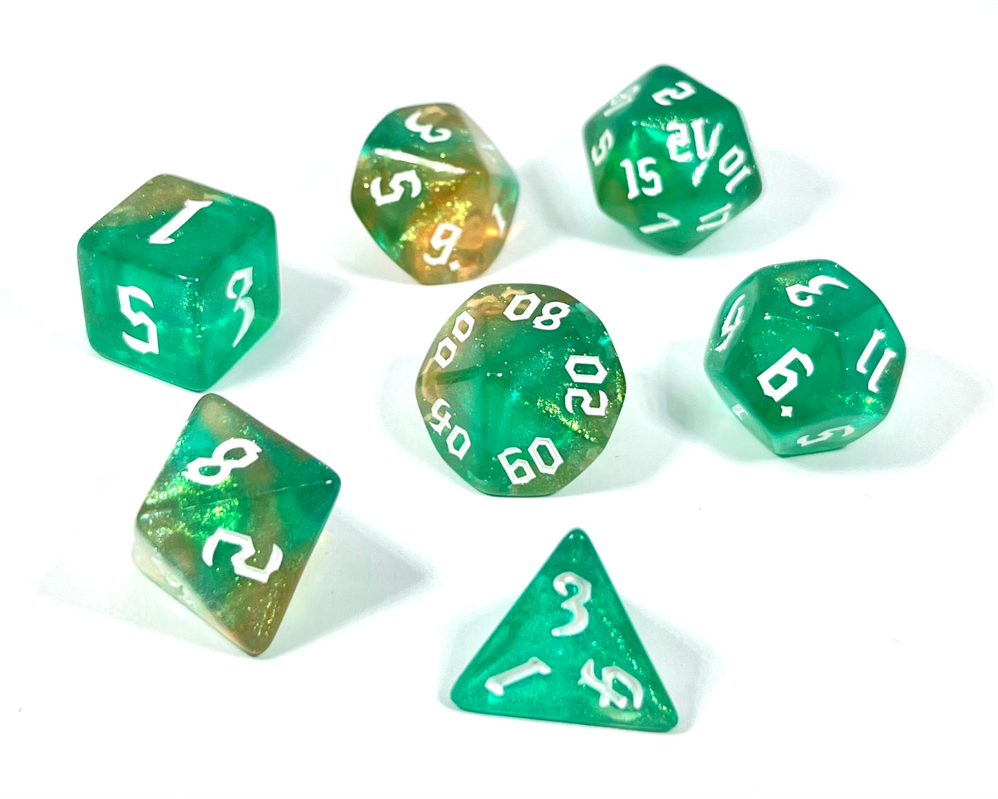 7-teiliges RPG Würfelset Galaxy: Smaragd Yellow