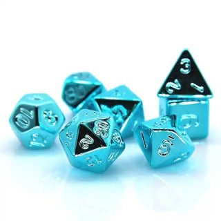 7-teiliges RPG Würfelset Plated: Shiny Blue
