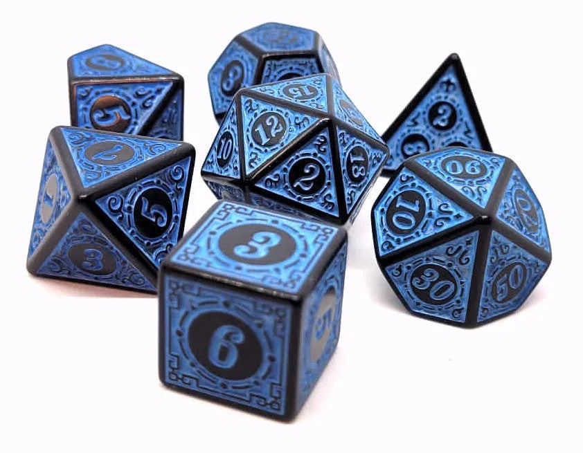 7-teiliges RPG Würfelset Magic Flame: Blue