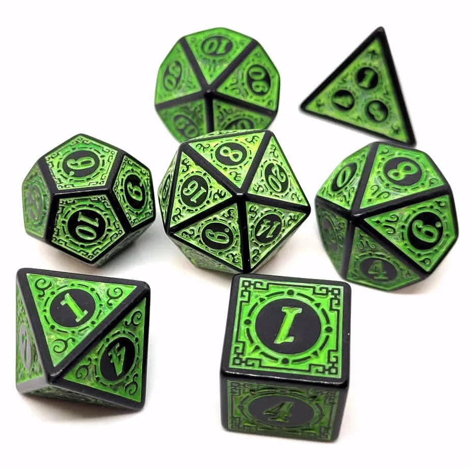 7-teiliges RPG Würfelset Magic Flame: Green