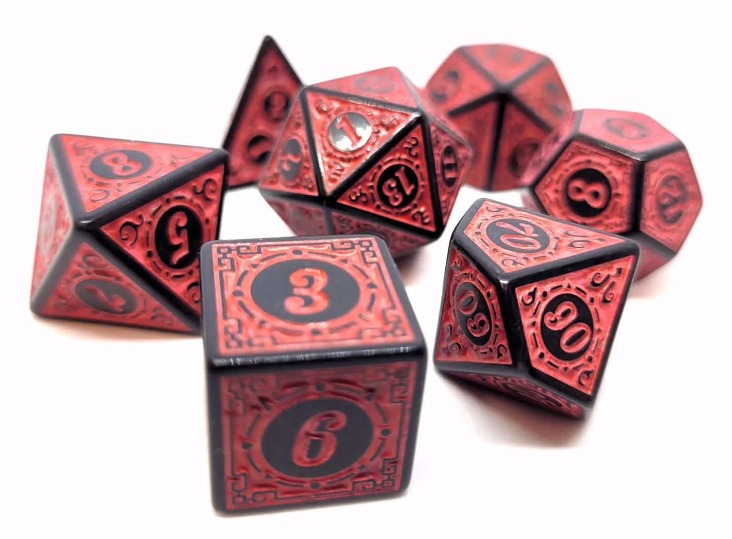 7-teiliges RPG Würfelset Magic Flame: Red