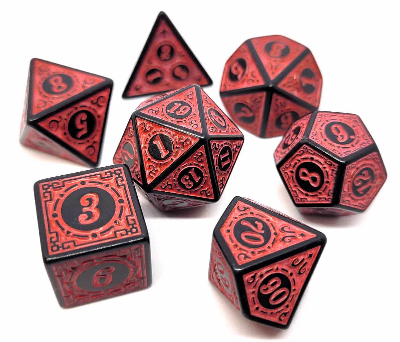 7-teiliges RPG Würfelset Magic Flame: Red