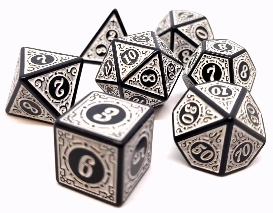 7-teiliges RPG Würfelset Magic Flame: White