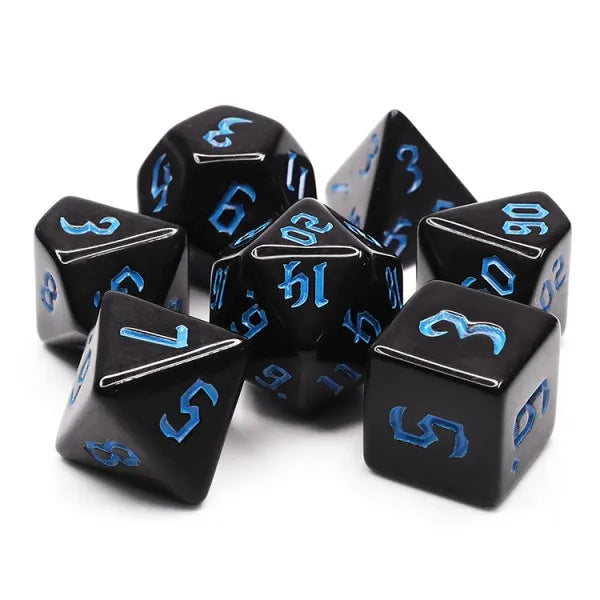7-teiliges RPG Würfelset Opaque: Chon Drite Black/Blue