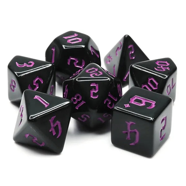 7-teiliges RPG Würfelset Opaque: Chon Drite Black/Purple