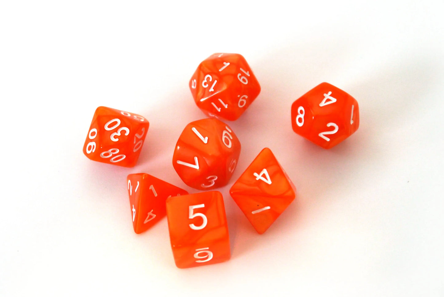 7-teiliges RPG Würfelset Pearl: Orange/White