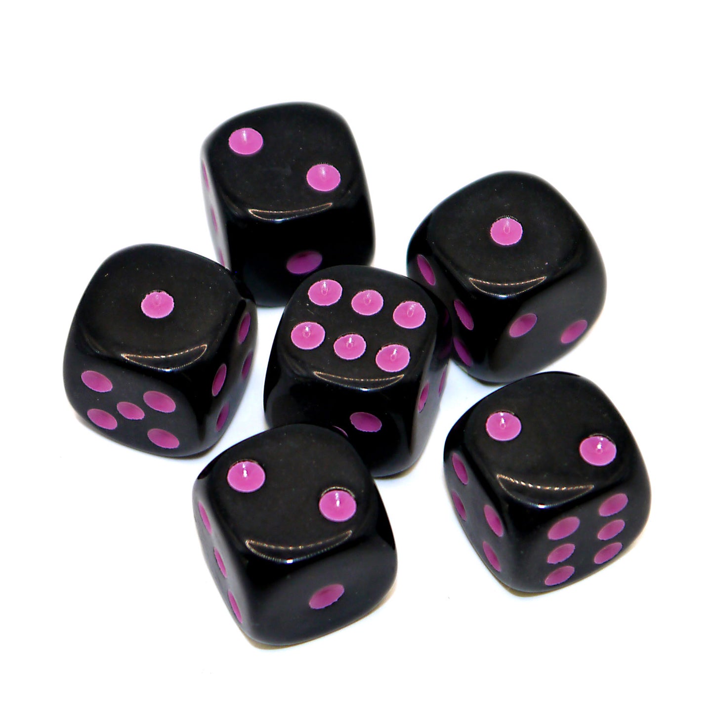 D6 Würfelset Opaque: Black/Pink
