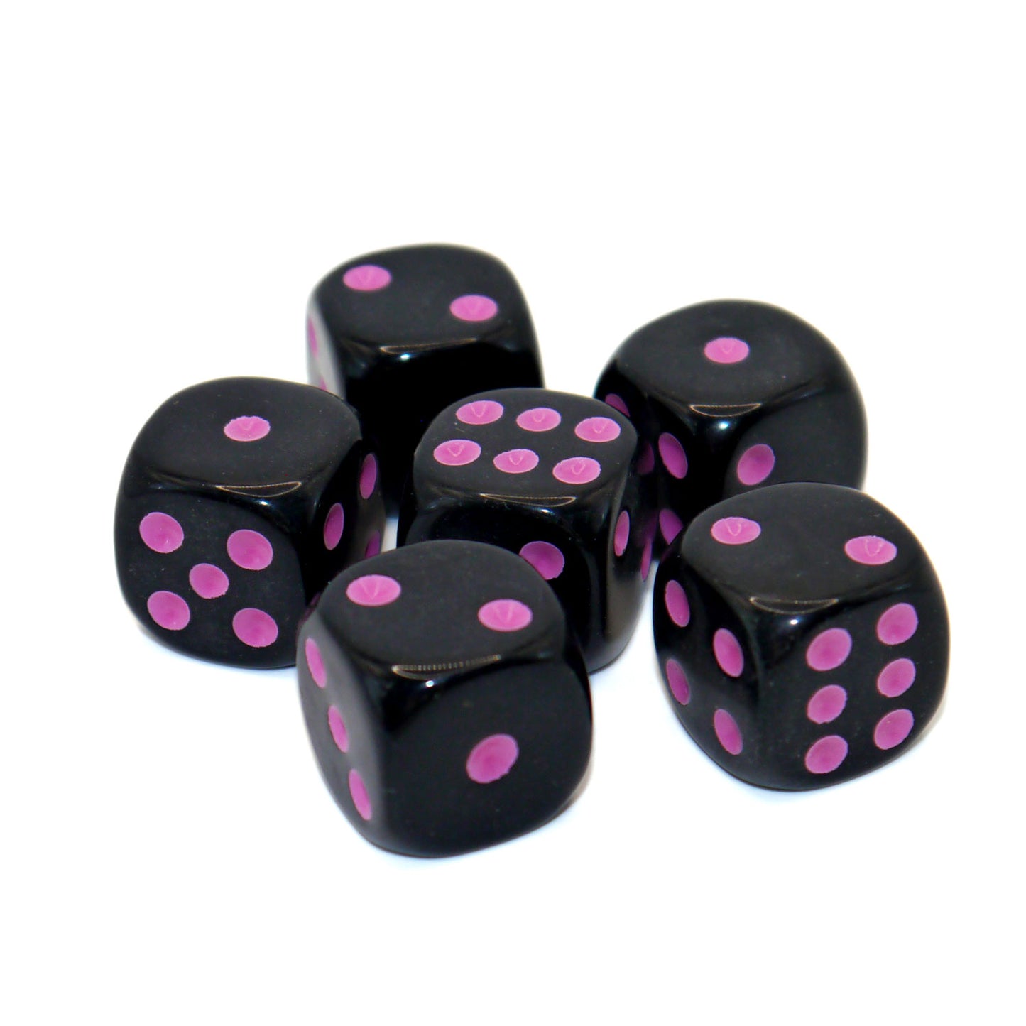 D6 Würfelset Opaque: Black/Pink