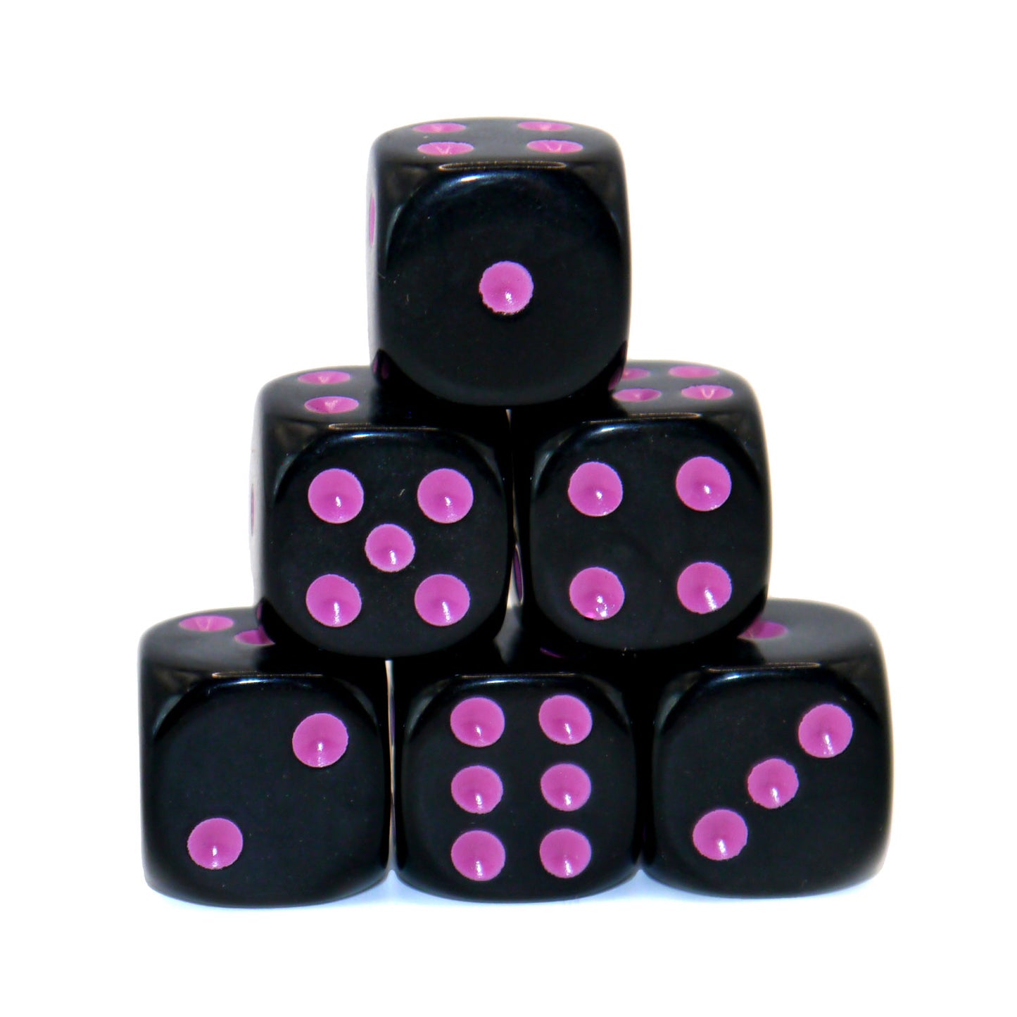 D6 Würfelset Opaque: Black/Pink