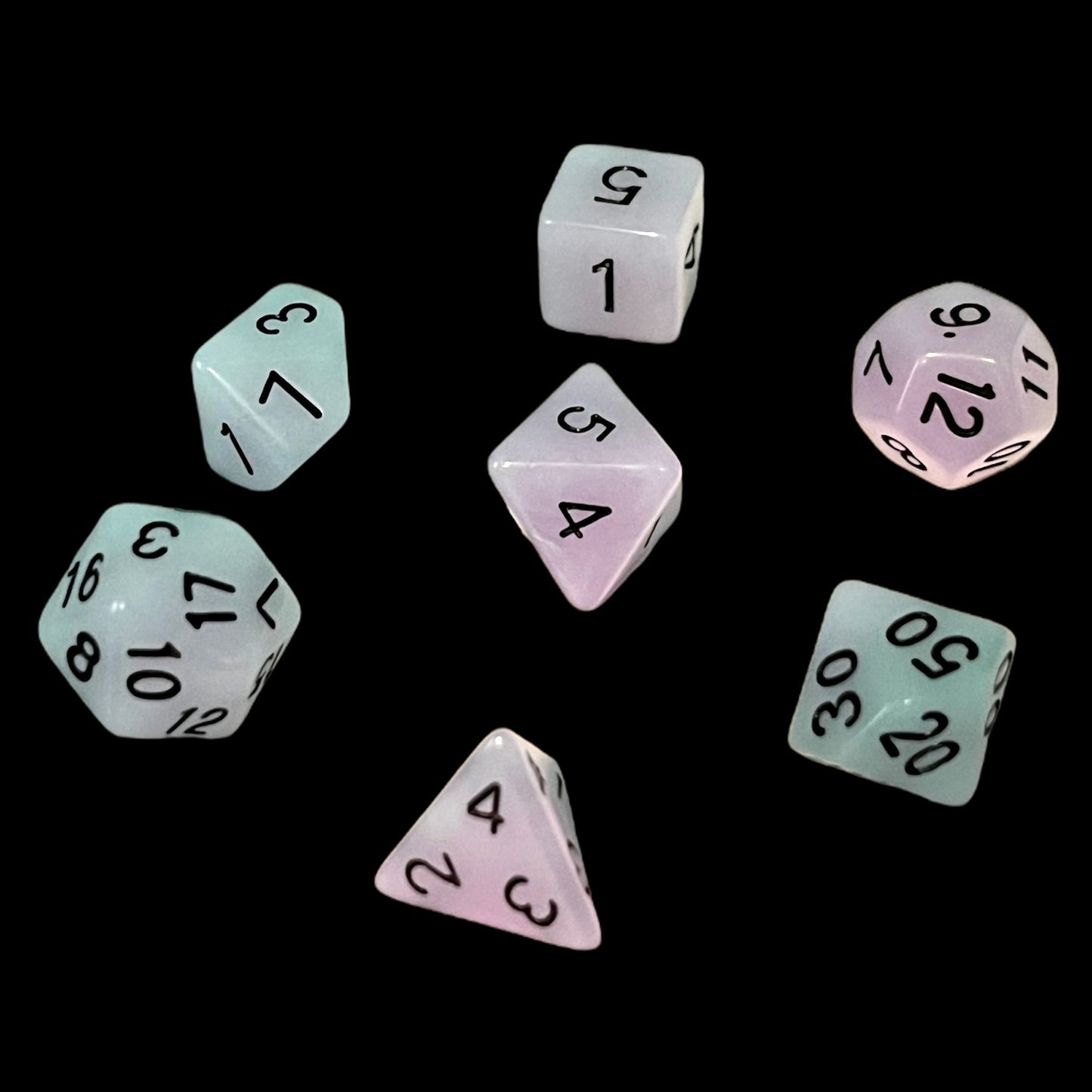 7-teiliges RPG Würfelset Glow: Purple