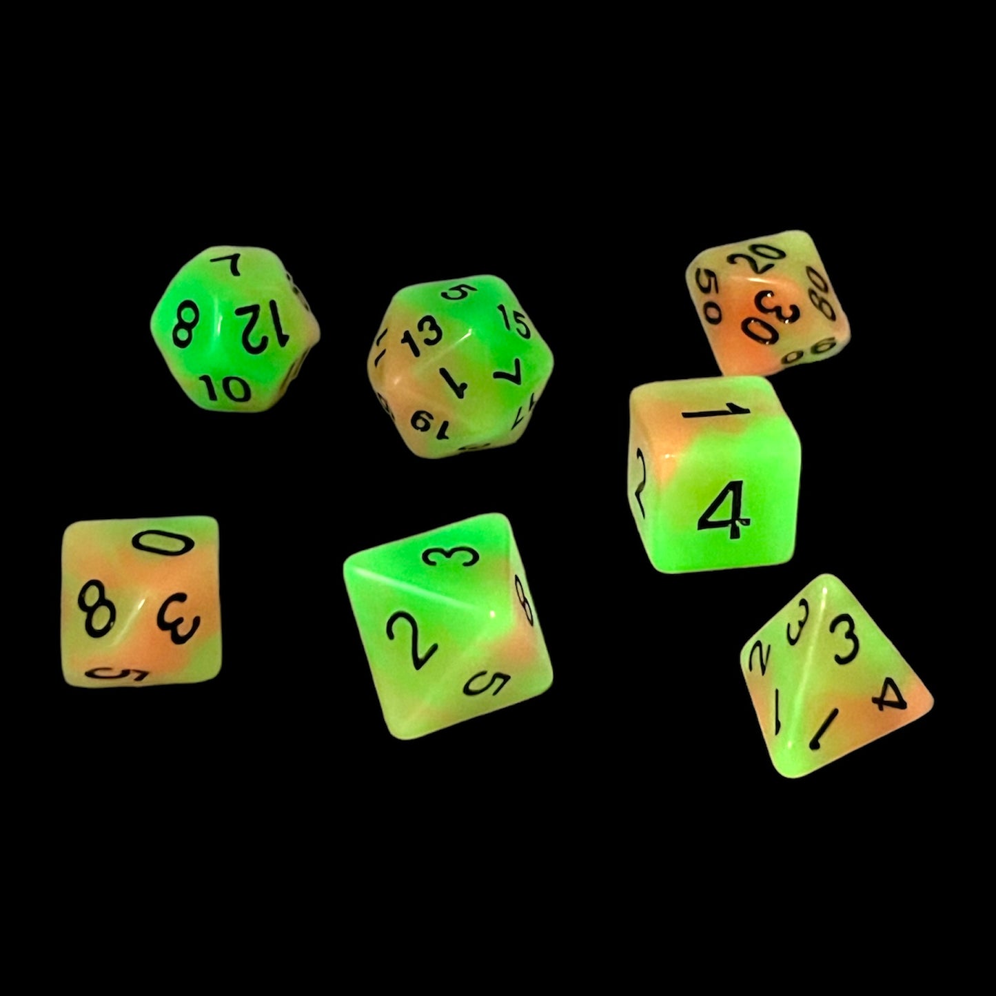 7-teiliges RPG Würfelset Glow: Apple