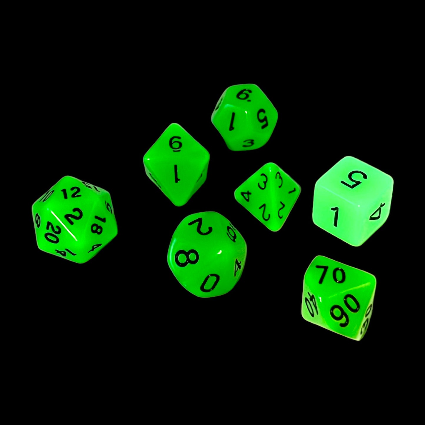 7-teiliges RPG Würfelset Glow: Green