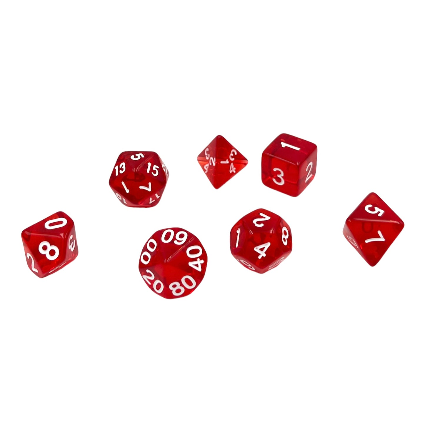 7-teiliges RPG Würfelset Transparent: Red