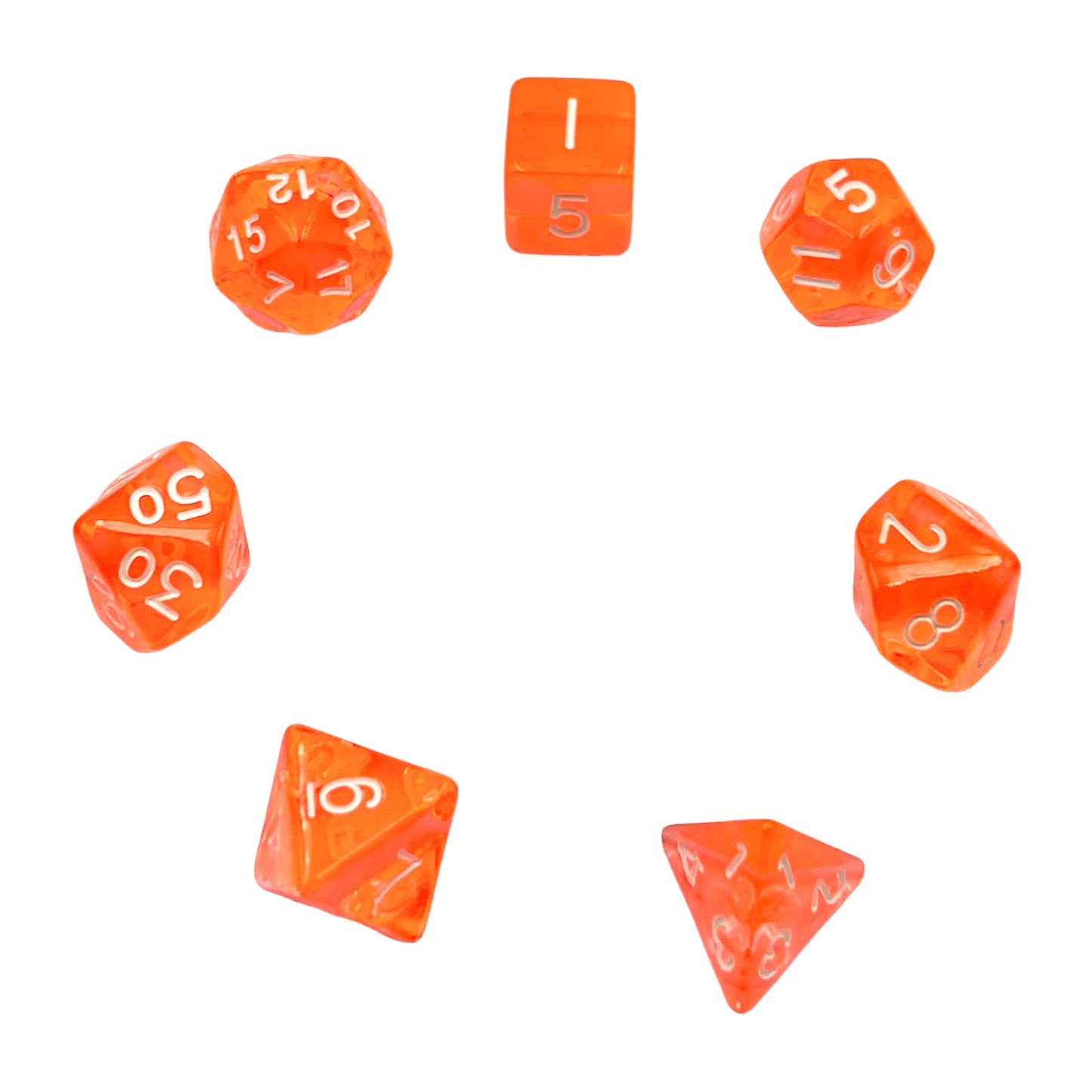 7-teiliges RPG Würfelset Transparent: Coral