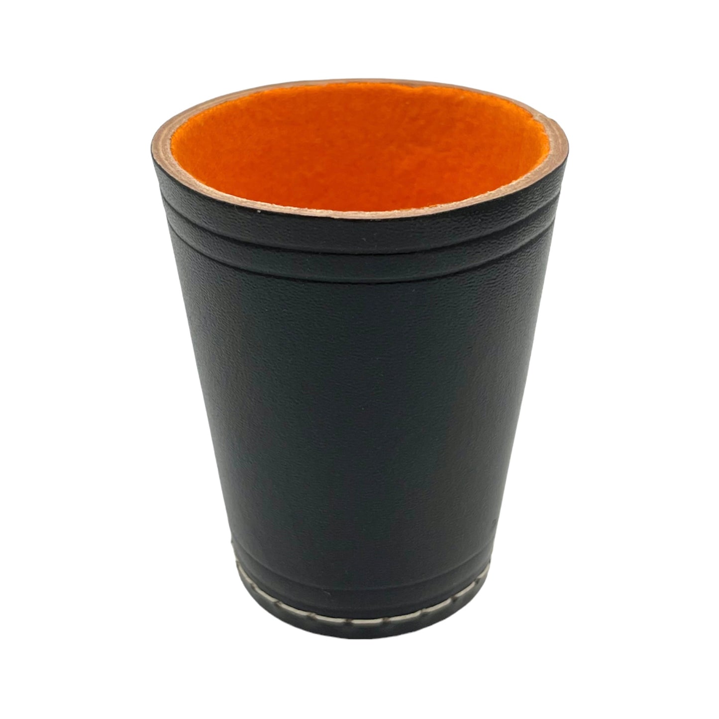 Würfelbecher Schwarz mit Filz (Orange)