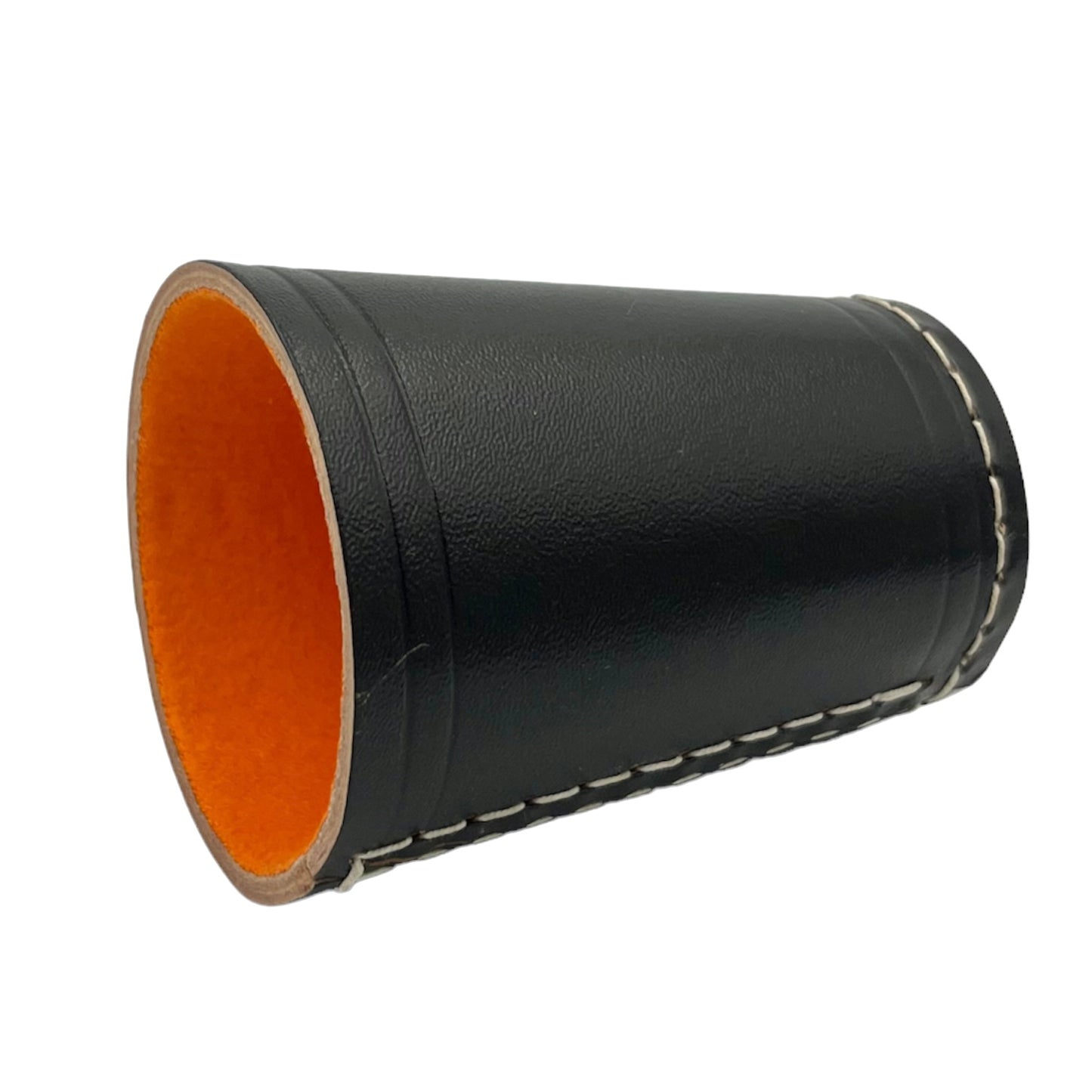 Würfelbecher Schwarz mit Filz (Orange)