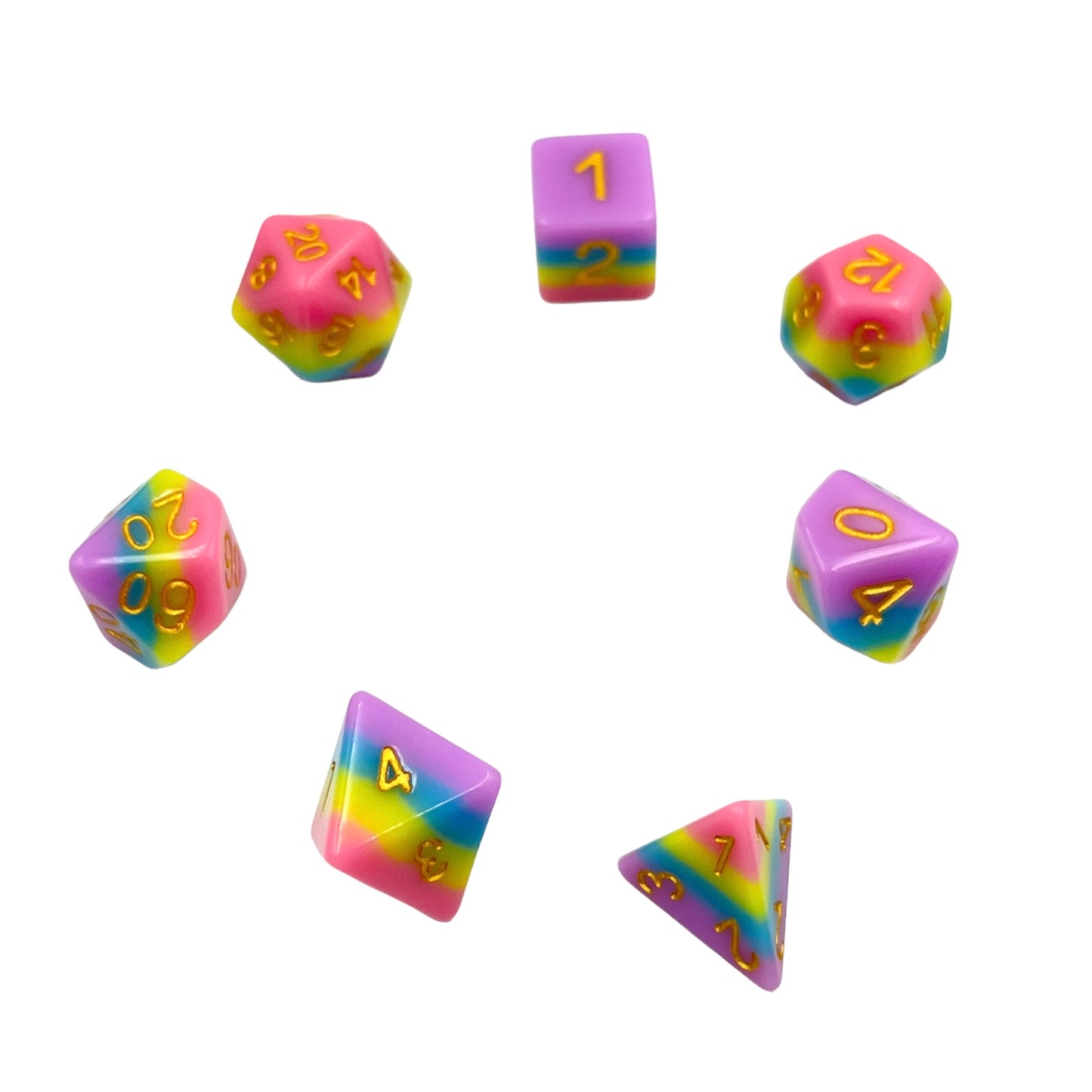 7-teiliges RPG Würfelset Mehrfarbig: Creamy Rainbow