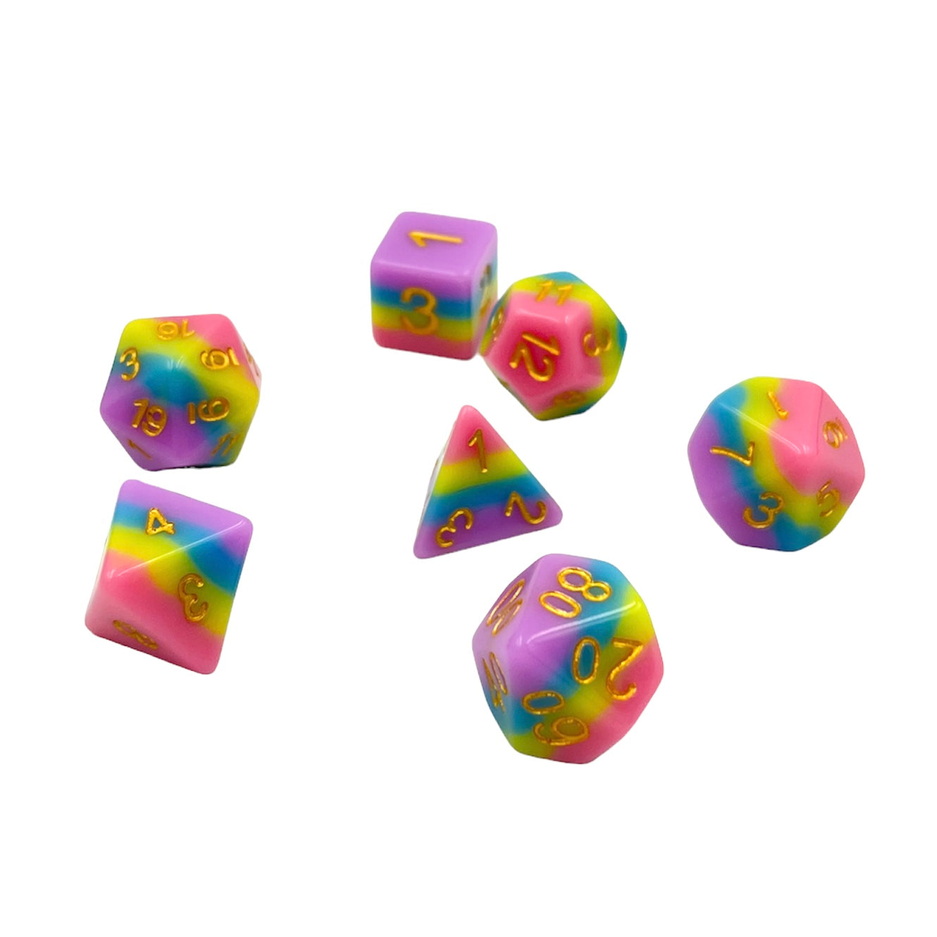 7-teiliges RPG Würfelset Mehrfarbig: Creamy Rainbow