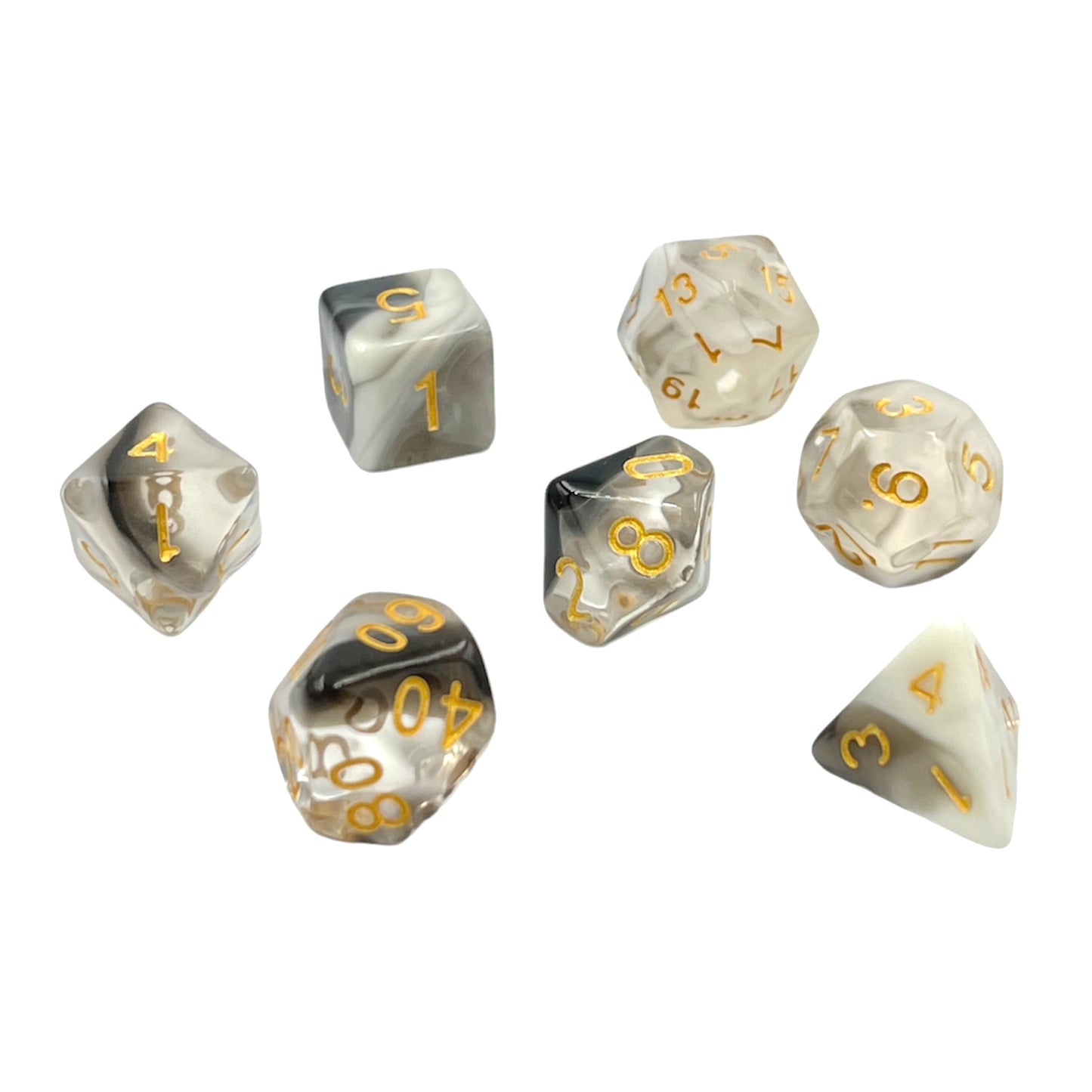 7-teiliges RPG Würfelset Transparent: Nebula Marble