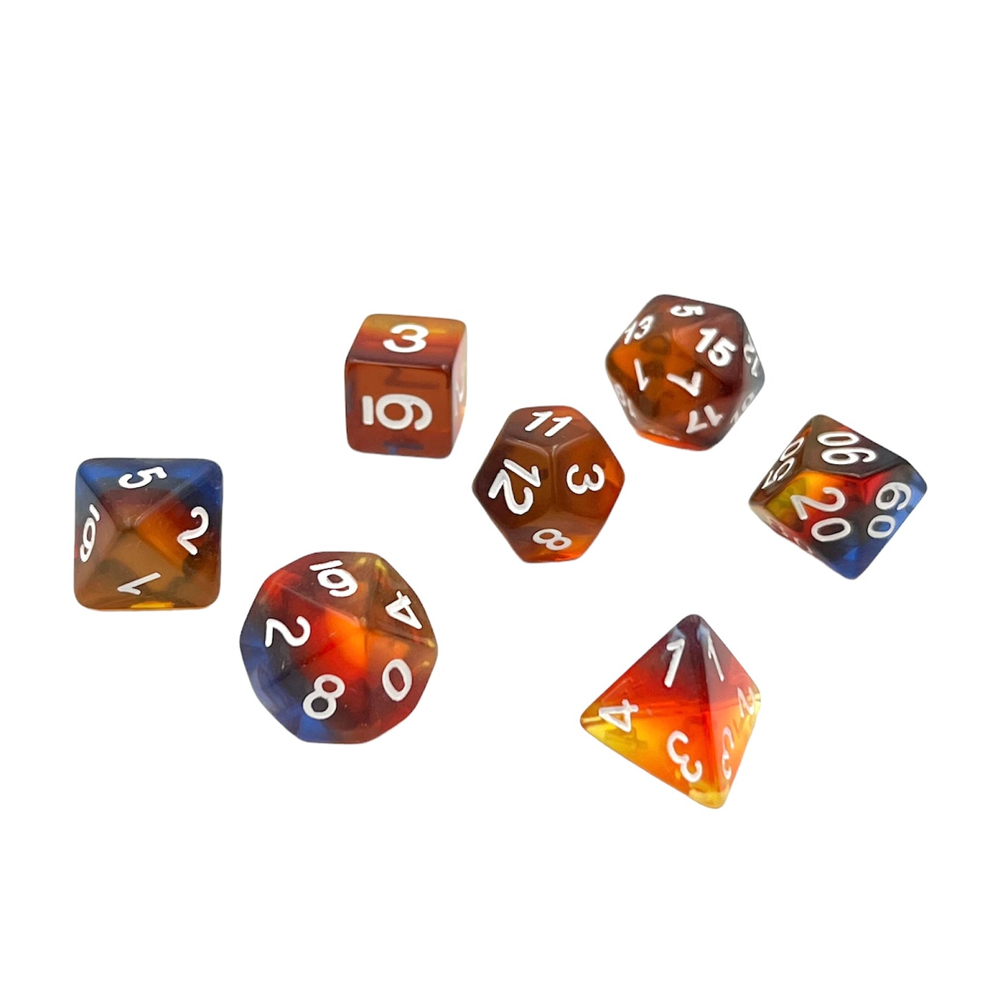 7-teiliges RPG Würfelset Transparent: Burning Cloud