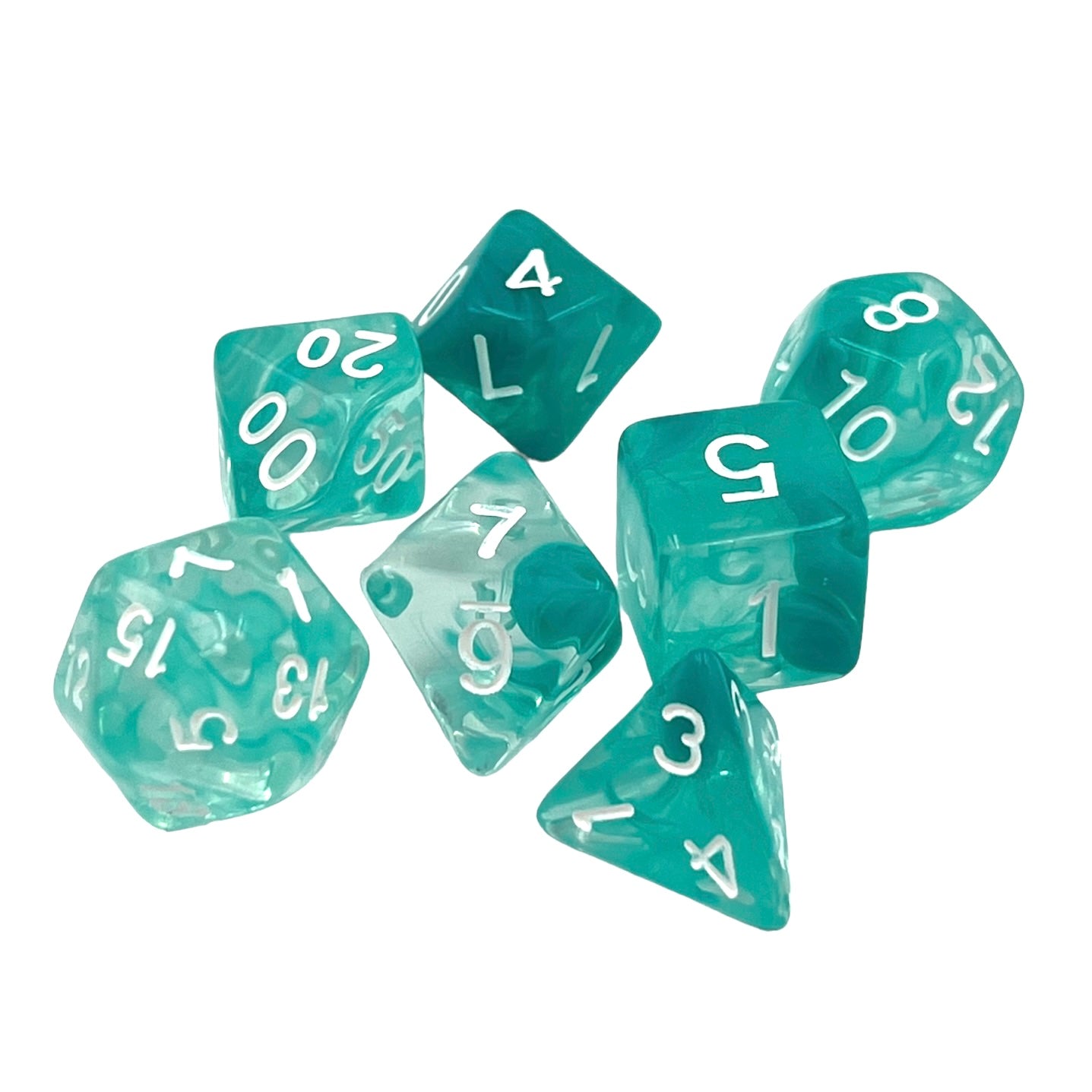 7-teiliges RPG Würfelset Transparent: Nebula Seawater