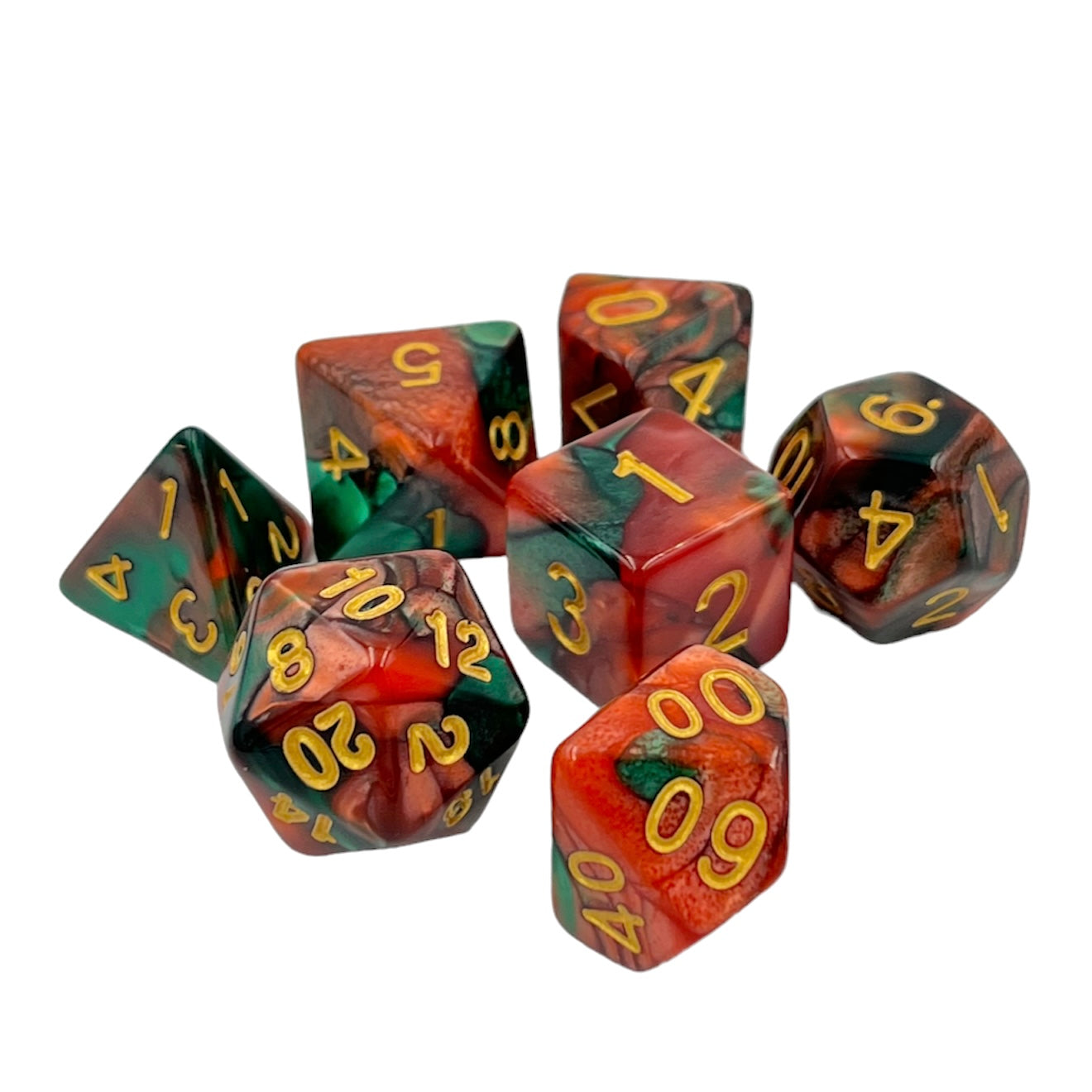 7-teiliges RPG Würfelset Mehrfarbig: Racing Red/Green