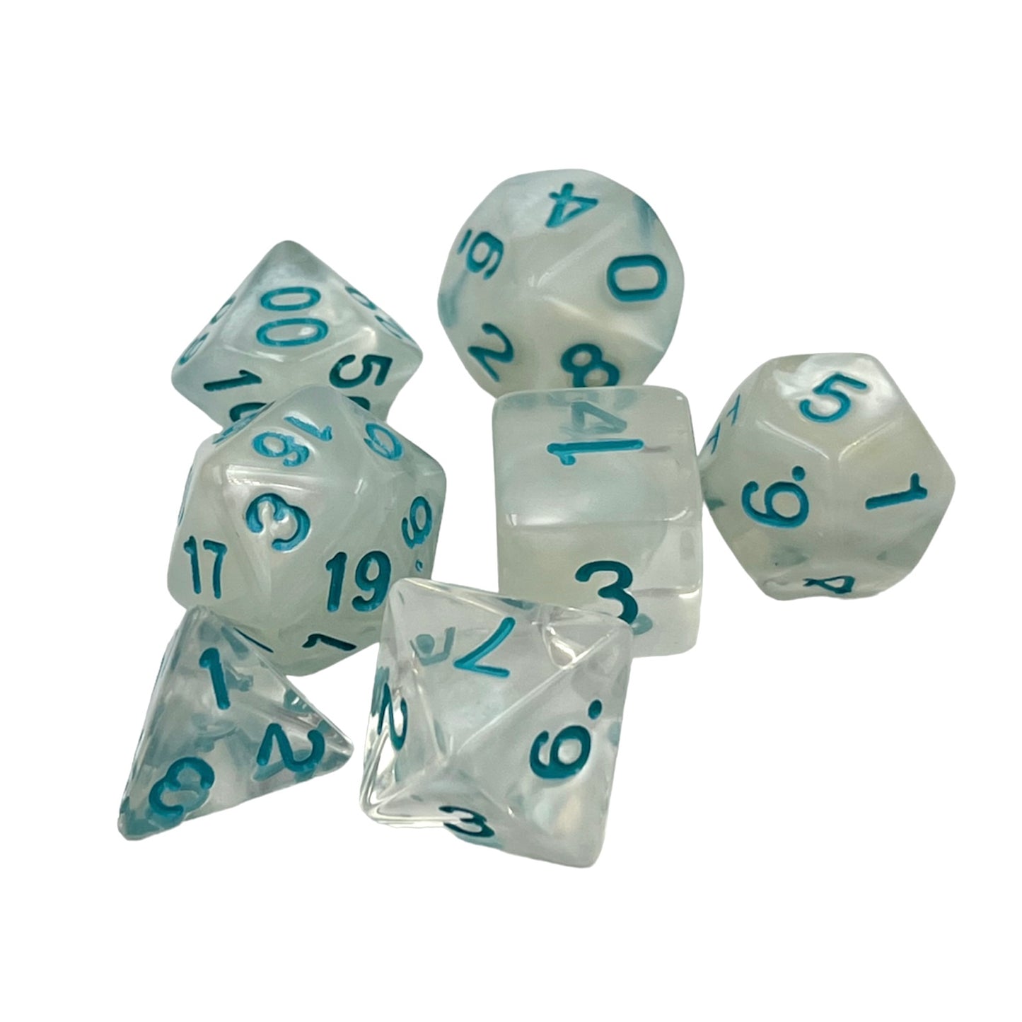 7-teiliges RPG Würfelset Transparent: Frosted Princess