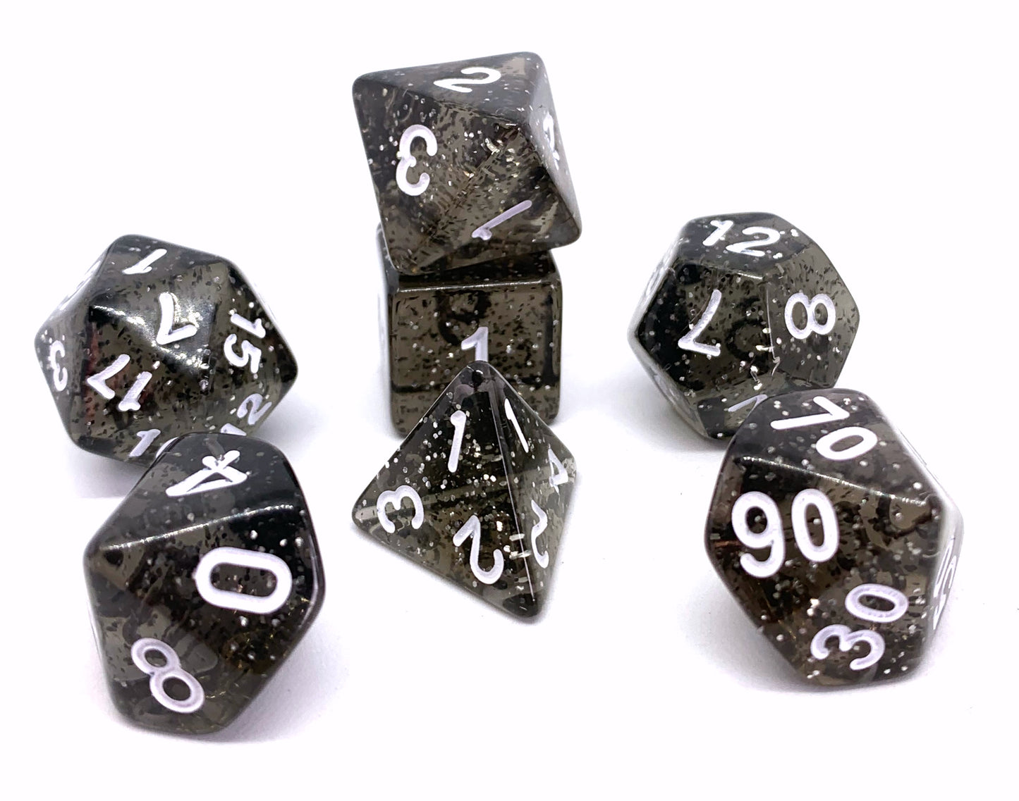 7-teiliges RPG Würfelset Confetti: Powder Black