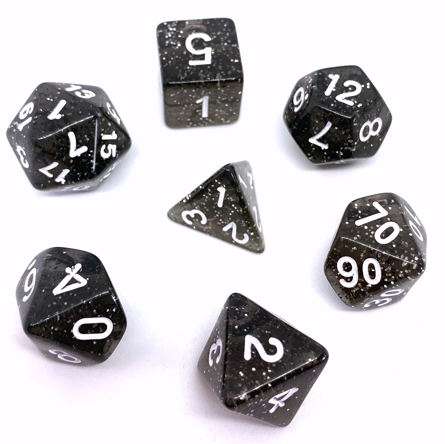 7-teiliges RPG Würfelset Confetti: Powder Black