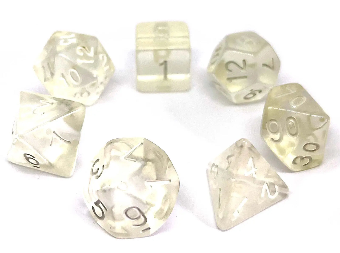 7-teiliges RPG Würfelset Transparent: Crystal